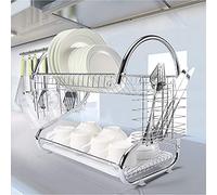 HUOLE Scolapiatti Tondo Doppio Strato Mensola da Cucina Scolapiatti da Lavelloscolapiatti da Appoggio Posate da Cucina,Scolapiatti da Appoggio (40 * 26 * 37 cm (portabicchieri))