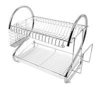 HUOLE Scolapiatti Tondo Doppio Strato Mensola da Cucina Scolapiatti da Lavelloscolapiatti da Appoggio Posate da Cucina,Scolapiatti da Appoggio (40 * 26 * 37 cm (portabicchieri))