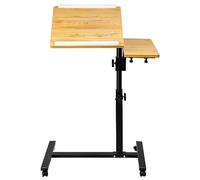 HUOLE Scrivania per Laptop, Tavolino da Divano, avolino multiuso, Tavolino a rotelle pieghevole, Leggero, Multiuso,70 * 44 * 65/95 CM-colore del legno naturale
