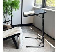HUOLE Scrivania per Laptop, Tavolino da Divano Laterale Porta PC con Altezza Regolabile e Ruote, Supporto Computer per Casa e Ufficio, Metallo e Legno-43 * 43 * 69 cm (nero)