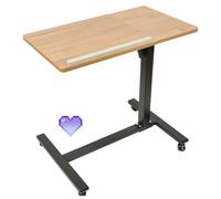 HUOLE Scrivania per Laptop, Tavolino da Divano Laterale Porta PC con Altezza Regolabile e Ruote, Supporto Computer per Casa e Ufficio, Metallo e Legno-60 * 34.5 * 58-90 cm (colore del legno)