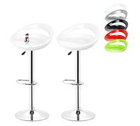 HUOLE Set di 2 Sgabello da Bar/Cucina, Altezza Regolabile e Girevole a 360°, Sgabelli Cucina Moderni Nordici Design in ABS con Schienale e Poggiapiedi, Struttura in Acciaio,43 * 43 * (81-101) cm