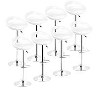 HUOLE Set di 8 Sgabello da Bar/Cucina, Altezza Regolabile e Girevole a 360°, Sgabelli Cucina Moderni Nordici Design in ABS con Schienale e Poggiapiedi, Struttura in Acciaio,43 * 43 * (81-101) cm