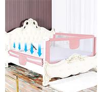 HUOLE Sponda Da Letto Pieghevole Barriera Letto per bambini, Sollevamento Verticale, Sponda letto anti caduta con rete ariosa, Facile da montare,1,8 m-rosa