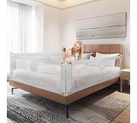 HUOLE Sponde Letto Bambini 200 CM, Sbarra Letto Bambini Può Sollevamento Verticale Sponda Letto anti Caduta-2,0 m-grigio scuro