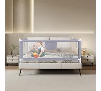 HUOLE Sponde letto bambini,protezione letto per bambini Fissaggio Sicuro Regolabile in altezza 28.5" to 36.5" (per bambini dai 0 ai 10 anni)-2,0 m-grigio