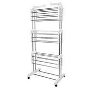 HUOLE Stendibiancheria Verticale con Ruote e 4 Doppi Piani. Stendino Verticale salvaspazio Pieghevole, Estensibile, Sia per Interni Che Esterni, sopporto (72 * 64 * 170cm)