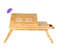 HUOLE Tavolino da Letto per PC in Bambù, Tavolino Porta Laptop Portatile Pieghevole, per Lettura, Pranzo,Altezza Regolabile e Angolo di Visualizzazione Modificabile-66 * 35 * 30 cm-colore legno