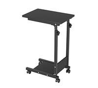 HUOLE Tavolino per soggiorno, divano, esterno, regolabile in altezza, con 4 ruote bloccabili, supporto PC per soggiorno, ufficio, camera da letto, ufficio, 56,5 x 37 x 95 cm, nero