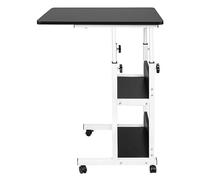 HUOLE Tavolino per soggiorno, divano, esterno, regolabile in altezza, con 4 ruote, bloccabili, supporto per PC per soggiorno, ufficio, camera da letto, ufficio, ufficio, 60 x 40 x 76 - 86,5 cm, nero