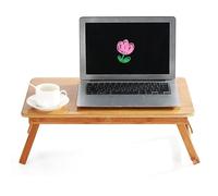 HUOLE Tavolino Porta Laptop in Bambù Pieghevole Portatile, Tavolino Letto per PC, Tavolo Vassoio Colazion Pieghevole Scrivania Porta Computer,compatibile con tutti i tipi di computer portatile