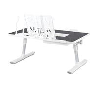 HUOLE Tavolo da letto per computer portatile, regolabile in altezza e angolo, piano letto, pieghevole, reclinabile con refrigeratore/porte USB/cassetto, per divano/scrivania/pavimento 60 x 40 x 26-39