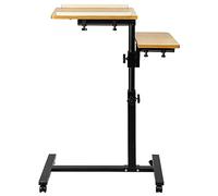 HUOLE Tavolo girevole per letto divano, tavolino con ruote per computer portatile regolabile in altezza per camera da letto, 70 x 44 x 95 cm (colore legno)