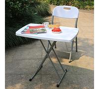 HUOLE Tavolo Pieghevole e Regolabile, Materiale: HDPE, Altezza: 74/63/51 cm, Superficie: 76 x 50 cm, Ideale per Interni ed Esterni, Bianco