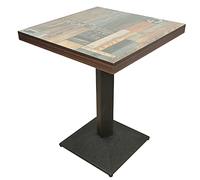 HUOLE Tavolo Rettangolare in Stile Rustico Industriale in MDF e Metallo, Tavolo da Cucina e Bar,Tavolino Bar Tondo In Legno E Metallo I Tavolo Da AppoggioTavolino da Bar-60 * 60 * 75cm-C