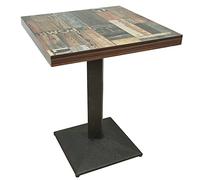HUOLE Tavolo Rettangolare in Stile Rustico Industriale in MDF e Metallo - Tavolo da Cucina e Bar Tondo In Legno E Metallo - Tavolino da Bar 60 * 60 * 75cm