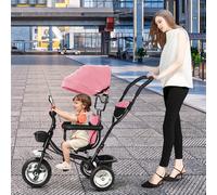 HUOLE Triciclo evolutivo per bambini da 1 a 5 anni, Triciclo 4 in 1 per tutto il 4 in 1 Draisina, il Putter permette una Direzione deportata, regalo di compleanno per ragazze-4 in 1: rosa