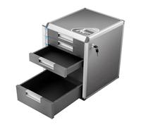 HUOMMGS Armadio con 5 cassetti, in lega di alluminio, per ufficio, da tavolo, con chiusura a chiave, 35 x 31,5 cm, grigio con 2 chiavi per uffici, appartamenti