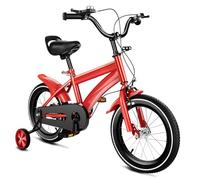 HUOMMGS Bicicletta per bambini da 14 pollici, aggiornata, con ruote di supporto, regolabile in altezza, per bambini dai 3 ai 6 anni, per ragazzi e ragazze (rosso)