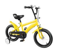 HUOMMGS Bicicletta per bambini da 14 pollici, aggiornata, con ruote di supporto, regolabile in altezza, per bambini dai 3 ai 6 anni, per ragazzi e ragazze (giallo)