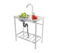 HUOMMGS Lavandino commerciale autoportante lavandino in acciaio inox lavello da cucina upgrade lavello da cucina multifunzionale lavabo con rubinetto, tubo di scarico lavello esterno per le famiglie