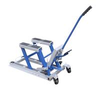 HUOMMGS Sollevatore idraulico per moto, regolabile, 12 - 39 cm, fino a 680 kg, supporto per il montaggio a pavimento, per moto, con 2 ruote per officine di moto