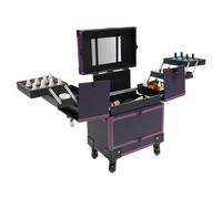 HUOMMGS Valigetta cosmetica professionale Trolley Upgrade con specchio, 2 chiavi e 4 ruote, valigetta da parrucchiere multifunzione da donna, Lilla, 37*24.3*101cm/14.57*9.56*39.76in, moderno