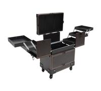 HUOMMGS Valigetta cosmetica professionale Trolley Upgrade con specchio, 2 chiavi e 4 ruote, valigetta da parrucchiere multifunzione da donna, caffè, 37*24.3*101cm/14.57*9.56*39.76in, moderno