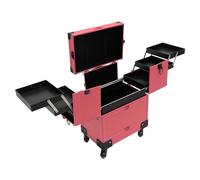 HUOMMGS Valigetta cosmetica professionale Trolley Upgrade con specchio, 2 chiavi e 4 ruote, valigetta da parrucchiere multifunzione da donna, Rosa, 37*24.3*101cm/14.57*9.56*39.76in, moderno