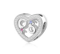 HuooNew Ciondolo in argento Sterling 925 a forma di cuore e ciondoli in argento Sterling da donna, con intarsio in zirconia cubica, regalo personalizzato per braccialetti da donna, regalo per la festa