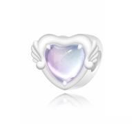 HuooNew Ciondolo in argento Sterling 925 a forma di cuore e ciondoli in argento Sterling da donna, con intarsio in zirconia cubica, regalo personalizzato per braccialetti da donna, regalo per la festa