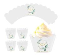 Huotflame - 100 pirottini per cupcake, in carta, con corona di eucalipto, decorazione per cupcake, per matrimoni, compleanni, battesimi, feste, baby shower, non adatti al forno
