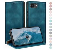 HUOUH per iPhone 16e/iPhone 17e 6.1" Custodia a Portafoglio con RFID Blocco PU In Pelle,Sintetica Tasca Carte Custodie Del Telefono Copertura Antiurto Con Slot di per Apple 16e caso Verde Acqua