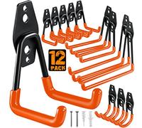 HUPBIPY Confezione da 12 ganci da garage resistenti, in acciaio, ganci da parete per garage e organizer per organizzare utensili elettrici, scale, oggetti sfusi, biciclette, corde e altre attrezzature