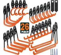 HUPBIPY Confezione da 26 ganci da garage resistenti, in acciaio, ganci da parete per garage e organizer per organizzare utensili elettrici, scale, oggetti sfusi, biciclette, corde e altre attrezzature