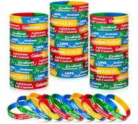 Huquary Set di 48 braccialetti con scritta ispiratrice, in silicone, per motivazione religiosa, amore, gioia, pace e pazienza, idea regalo, frutto dello spirito, about 0.47 inch/ 1.2 cm in width, 7.95
