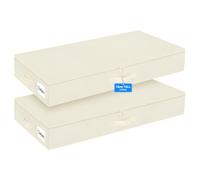 Huquter Contenitore basso sotto il letto con coperchio, 2 pezzi, 12 cm di altezza, colore beige, con supporto inferiore, pieghevole, in tessuto poco profondo, con cerniera, per vestiti e biancheria da