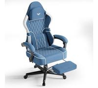 Huracan Sedia da Gaming, Poltrona da gaming con funzione massaggio, sedia da ufficio sedia da gaming, sedie da gioco ergonomica con poggiapiedi, sedie gamer 150KG, gamer chair in cotone e lino, blu