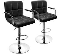 Huracan Set di 2 sgabelli da bar girevoli, altezza del bancone, con braccioli e schienale, regolabili in altezza, moderne sedie da cucina per l'isola della cucina, bar, sala da pranzo, girevole a 360°