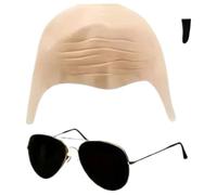 Huraoerrrr 3pcs Pitbull Cald Cap con tappo calvo in silicone, occhiali da sole e patch soul nero per la festa in costume di Halloween, eventi a tema musicale, cosplay