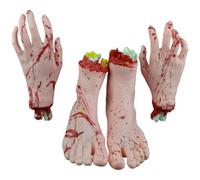 Huraoerrrr 4 Pezzi di Halloween Imposta 1 Coppia Fanti e Piedi Pampi di plastica sanguinante per Arredamento per la casa infestata