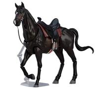 Huraoerrrr Figurina per cavalli, 8x5 Posabile cavallo giocattolo con sella, cavezza e corda di piombo, statue mobile realistica del fai -da -te per gli appassionati, nero