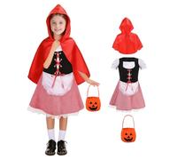Huraogcos Costume da Cappuccetto Rosso per bambini Little Red Riding Hood Costume Cape Carnevale (L)
