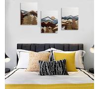 HURCP Set di 3 quadri su tela Poster Montagna Astratta Estetica Canyon Sun Tree Boho Parete Art Stampe Regalo Camera Da Letto Soggiaorno Dormitorio Galleria Corridoio Decor Immagine, A3 (30X42CM)