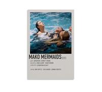 HUREYW I RH Poster artistico da parete con motivo sirene Mako, per camera da letto, 30 x 45 cm, senza cornice