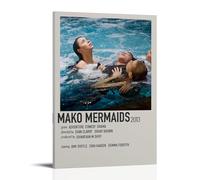 HUREYW I RH Poster artistico da parete con motivo sirene Mako, per camera da letto, 60 x 90 cm, stile cornice