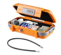 Hurinan Cassetta di sicurezza portatile con codice, [impermeabile antifurto] valigia di sicurezza combinata con lucchetto a catena rimovibile, per spiaggia, hotel, ufficio, vacanza (Arancia)