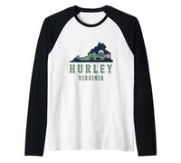 Hurley All'aperto Evergreen Escursionismo Virginia Mappa dello Stato retrò Maglia con Maniche Raglan