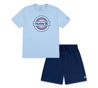 Hurley Completo 2 Pezzi T-Shirt Grafica Shorts Bambino, Blu, 3-4 Anni