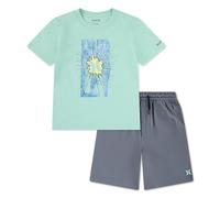 Hurley Completo 2 Pezzi T-Shirt Grafica Shorts Bambino, Grigio, 2-3 Anni
